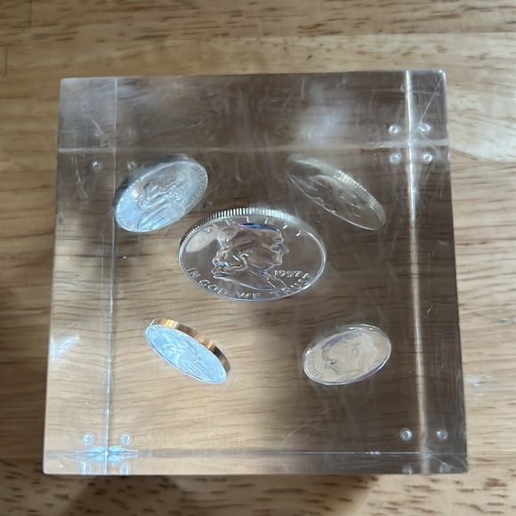 Lucite Cube with Coins - Picture 3 of 5